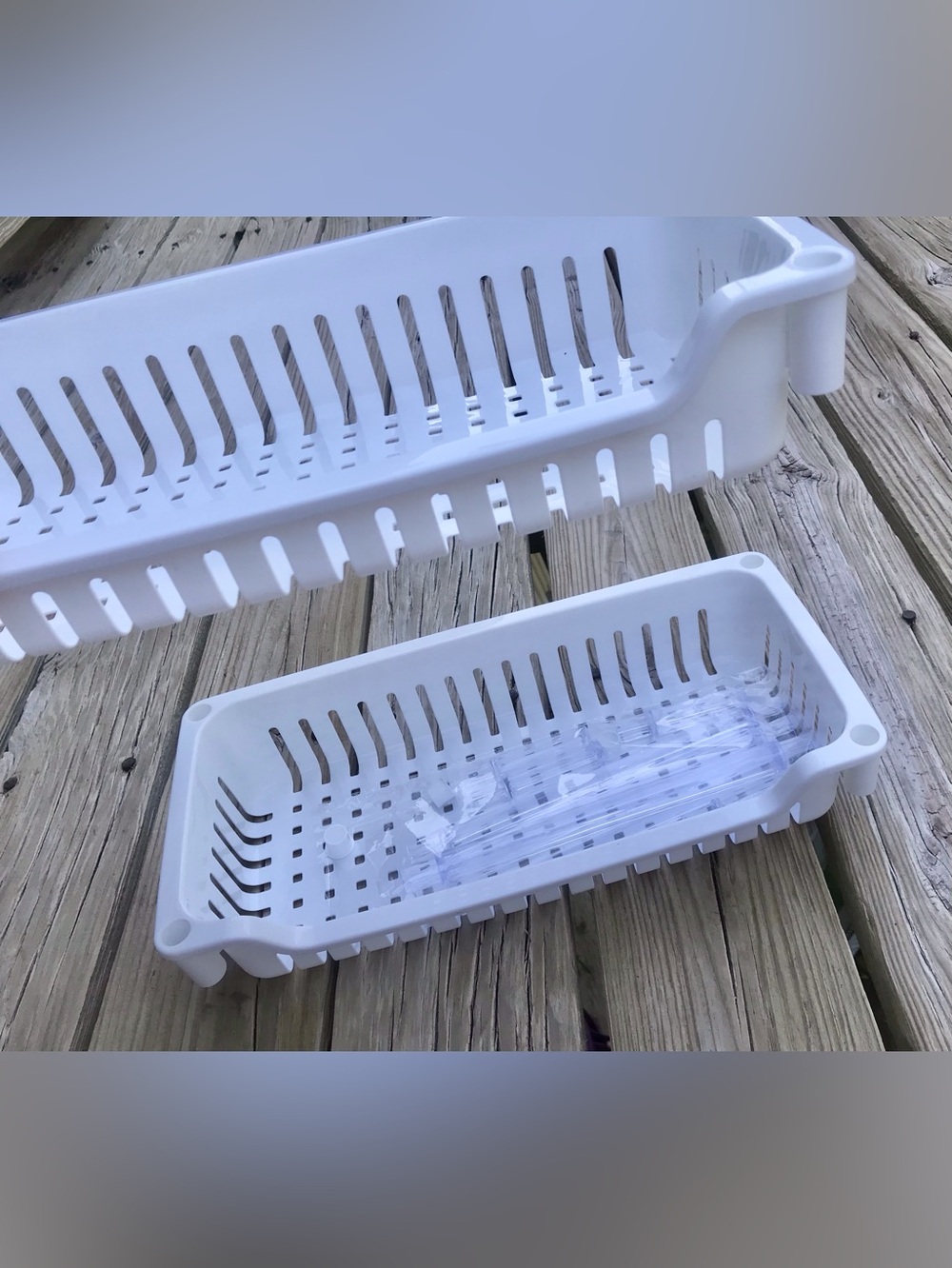 NEW White Plastic Tall Skinny Tiered Under The Sink Cabinet Storage Organizer